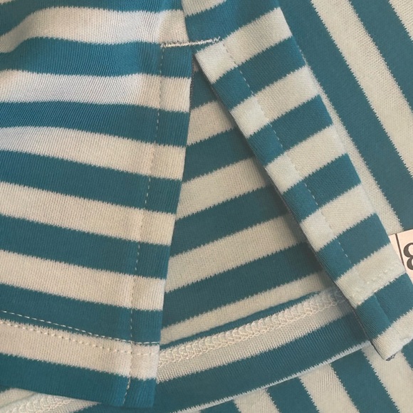 Land's End blue white nautical preppy 3/4 Sleeve Boat Neck Pima Cotton top NWT L - Picture 6 of 8